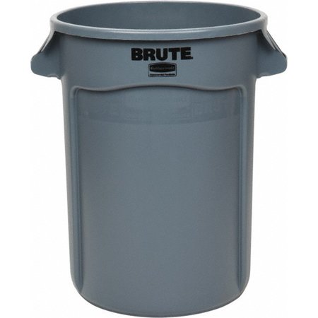 MORROR Round Polyethylene Trash Can, 32 Gal, Gray, 2777 High MRO56188915